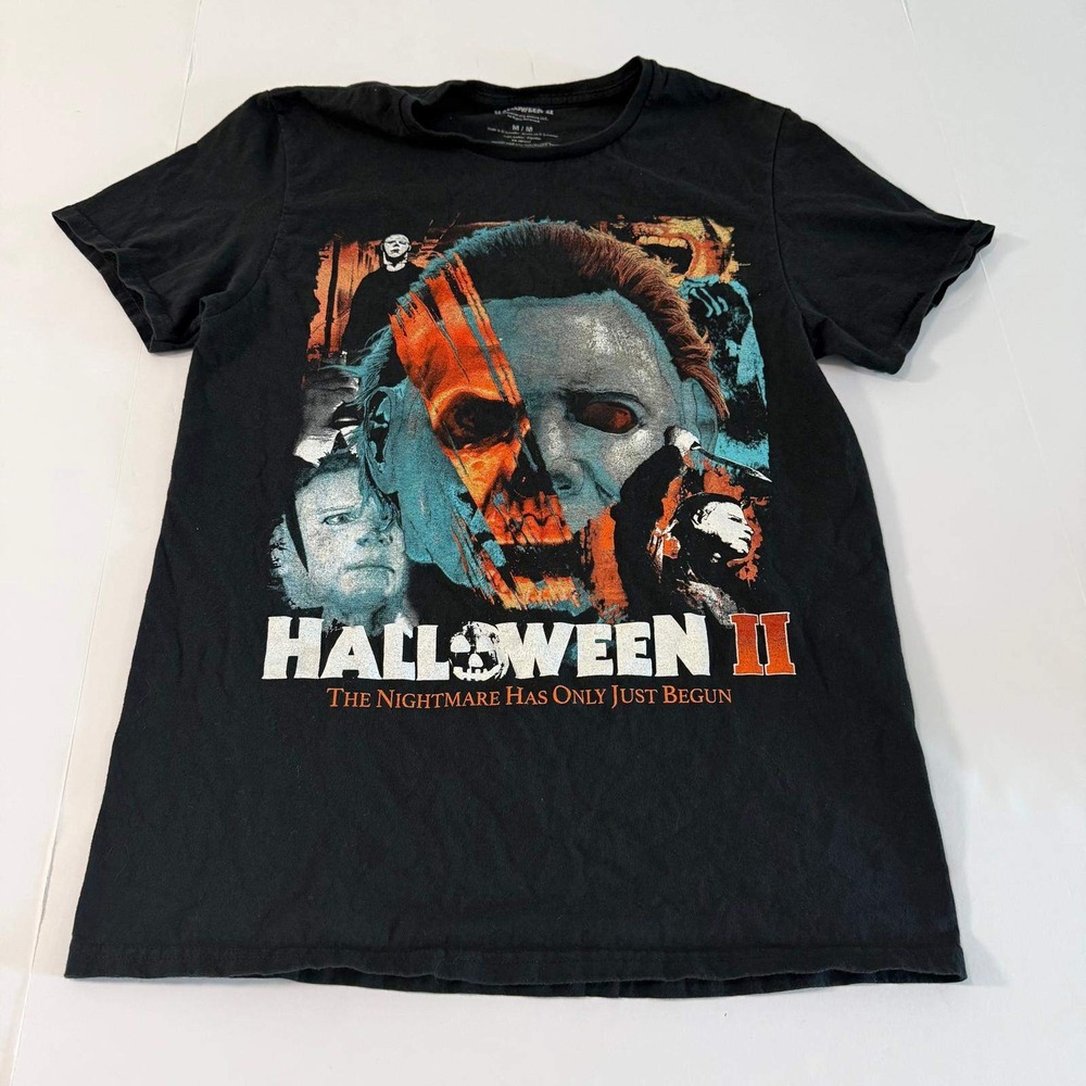 Halloween II Michael Myers Graphic T-Shirt Mens Medium Black Horror Movie Tee